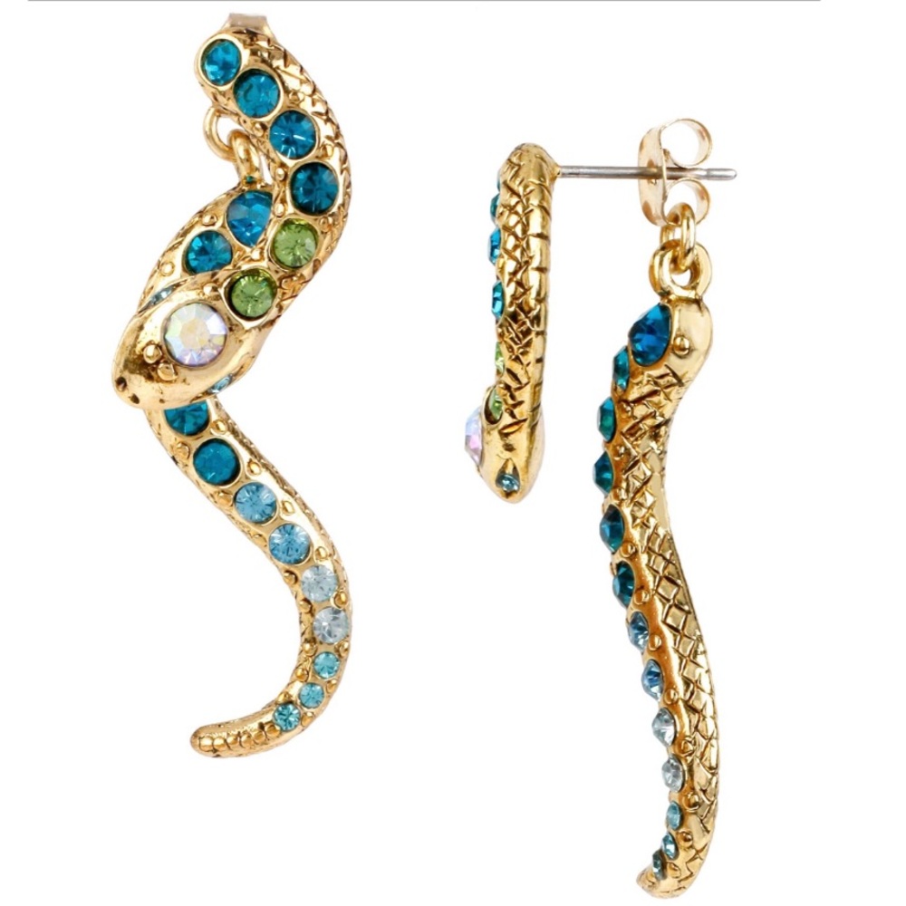 Betsey Johnson
Pave Crystal Snake Front/Back Earrings ombré green / blue